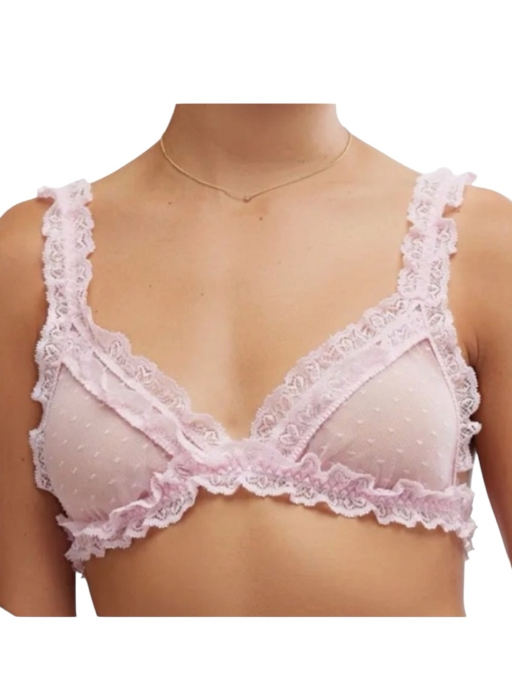 Free People Heart to Heart Bralette Pink Lace Mesh XL New with Tag